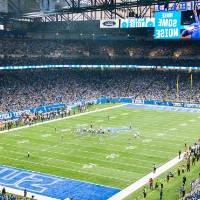 The Lions play against the Minnesota Vikings in Ford Field